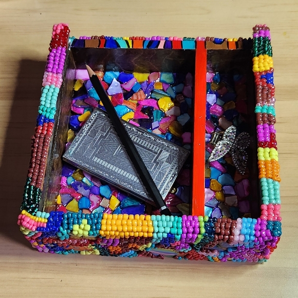 Hand Painted Beaded Memory Box - Picture 6 of 8